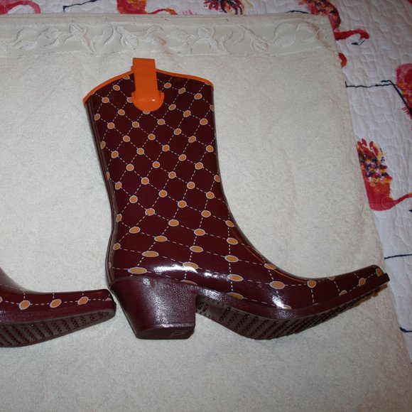 STADIUM STOMPERS BURGANDY & ORANGE COWGIRL BOOTS - Picture 8 of 10